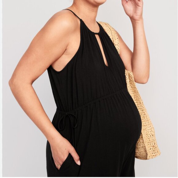 maternity cropped halter wide-leg jumpsuit - Picture 4 of 4